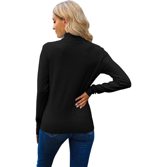 Women's Knit Turtleneck Sweater Long Sleeve Casual Fall Winter Pullover - Picture 6 of 7